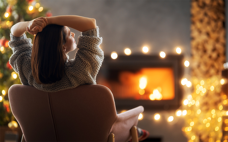 woman practicing self-care during the holidays